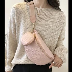 💙 Pink Single Pocket Adjustable Strap Fanny Pack With A Removable Coin Purse